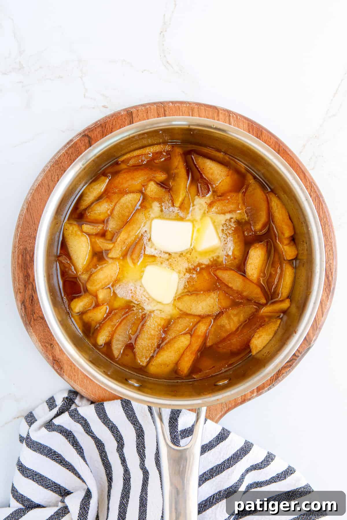 Butter added to pot of filling filling.