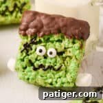 Spooktacular Frankenstein Krispies 16 Frankenstein rice krispie treat.