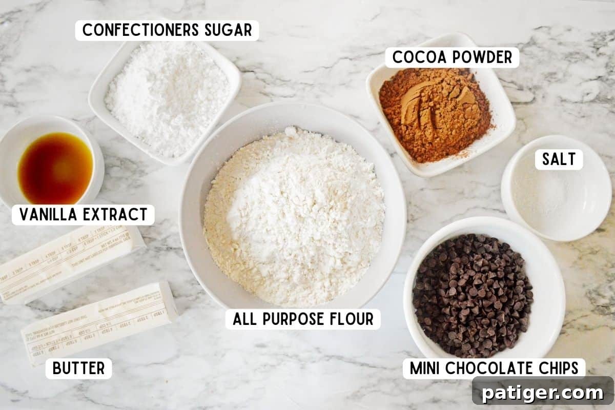 Double Chocolate Snowball Cookie Ingredients.