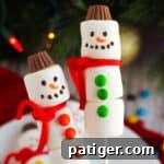 Marshmallow Snowman Kebabs made with candy.