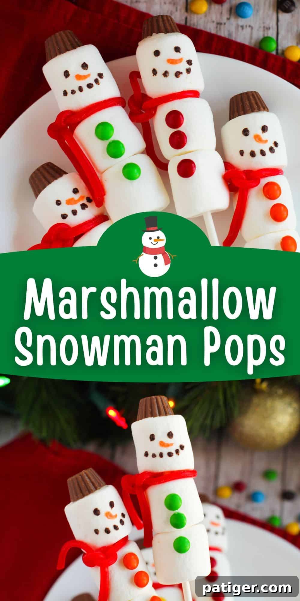 A festive collection of Marshmallow Snowman Pops, perfect for holiday celebrations.