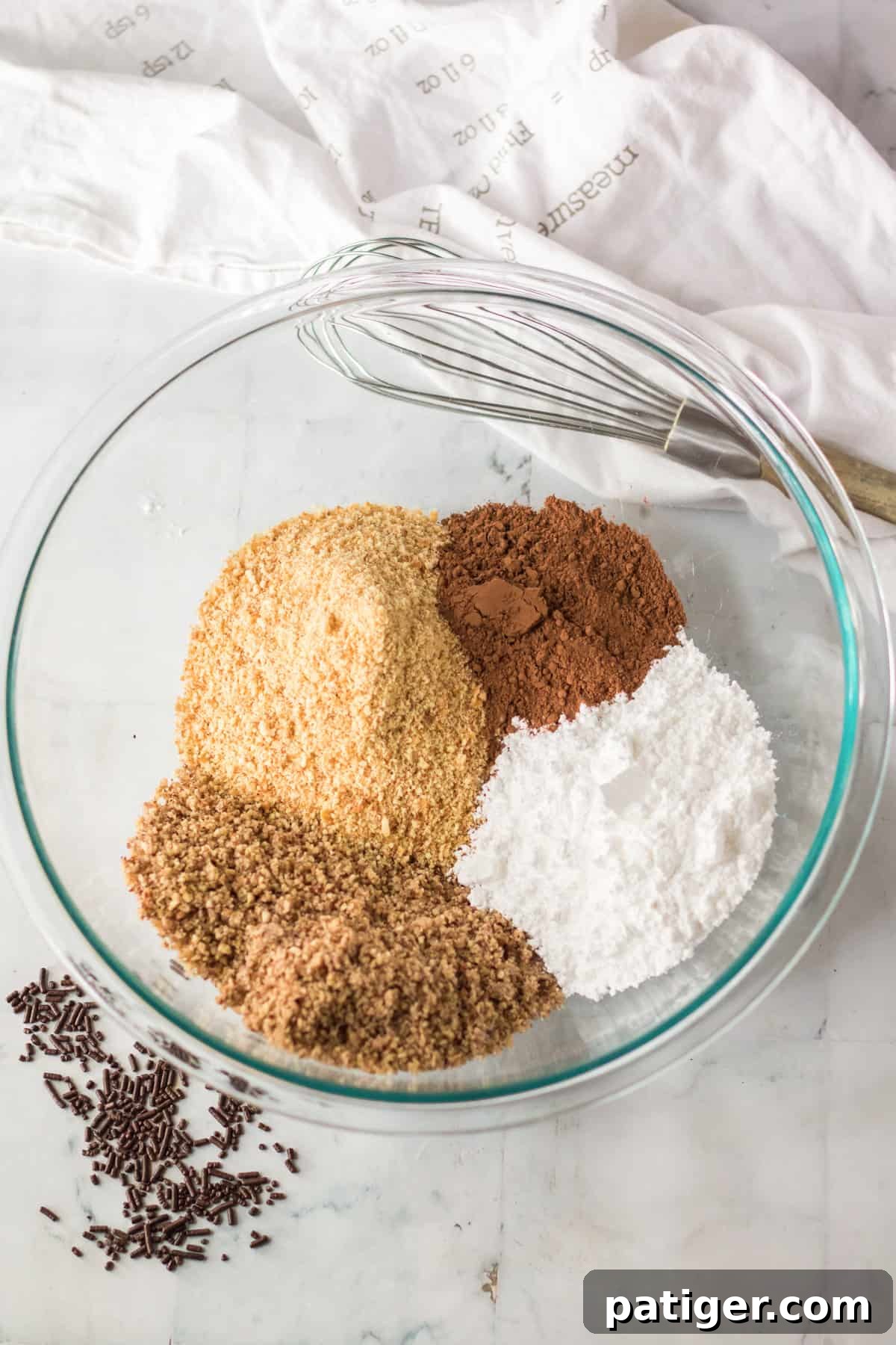 Dry ingredients for traditional rum balls.