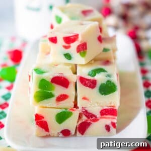 Red and green gumdrop fudge.