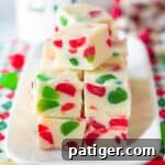 Red and green gumdrop fudge.