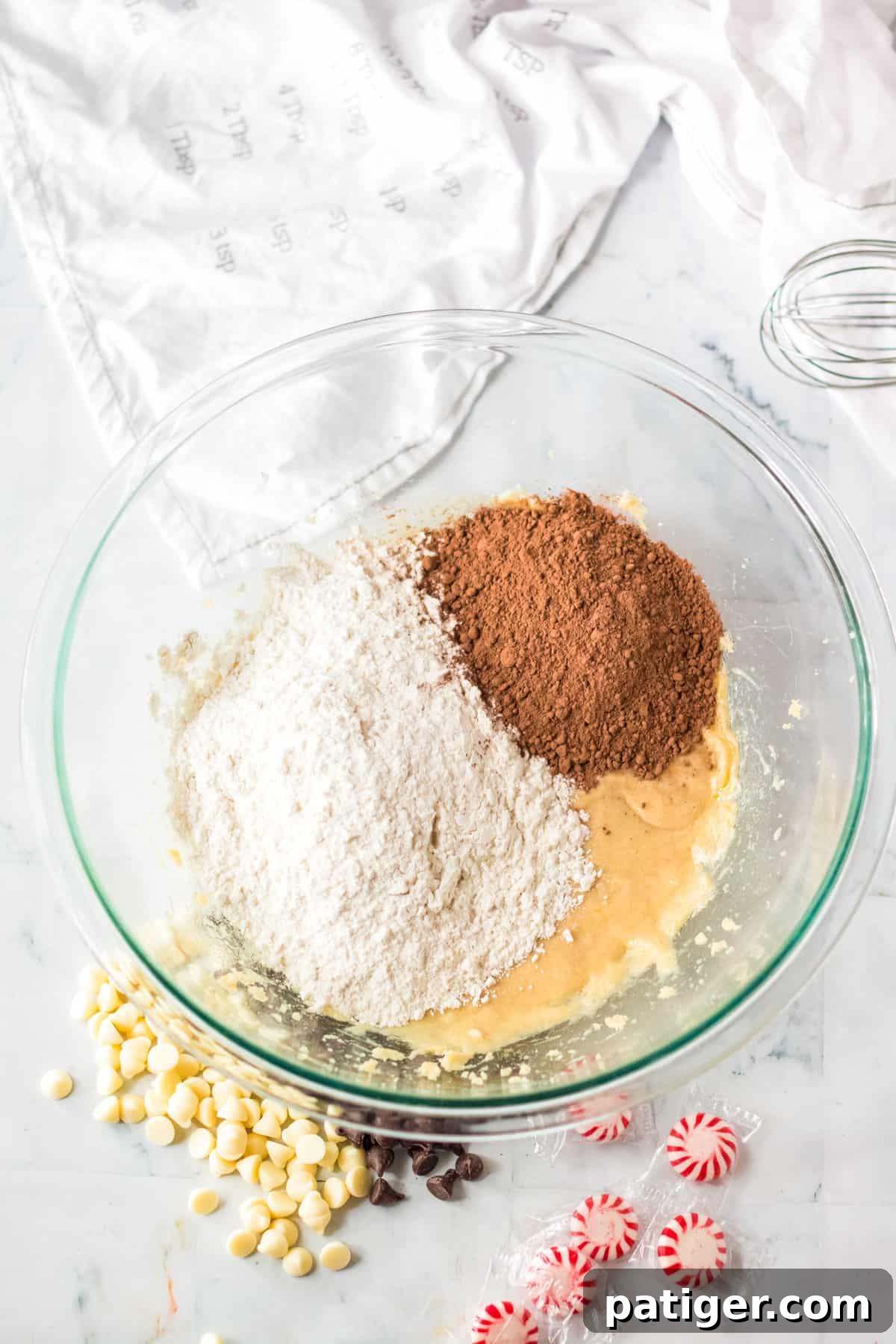 Dry ingredients added to mixing bowl.