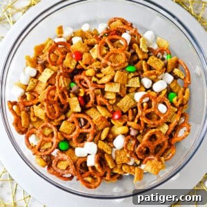 Holiday Hearth Mix 8 Christmas chex mix with M&Ms.