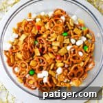 Holiday Hearth Mix 9 Christmas chex mix with M&Ms.