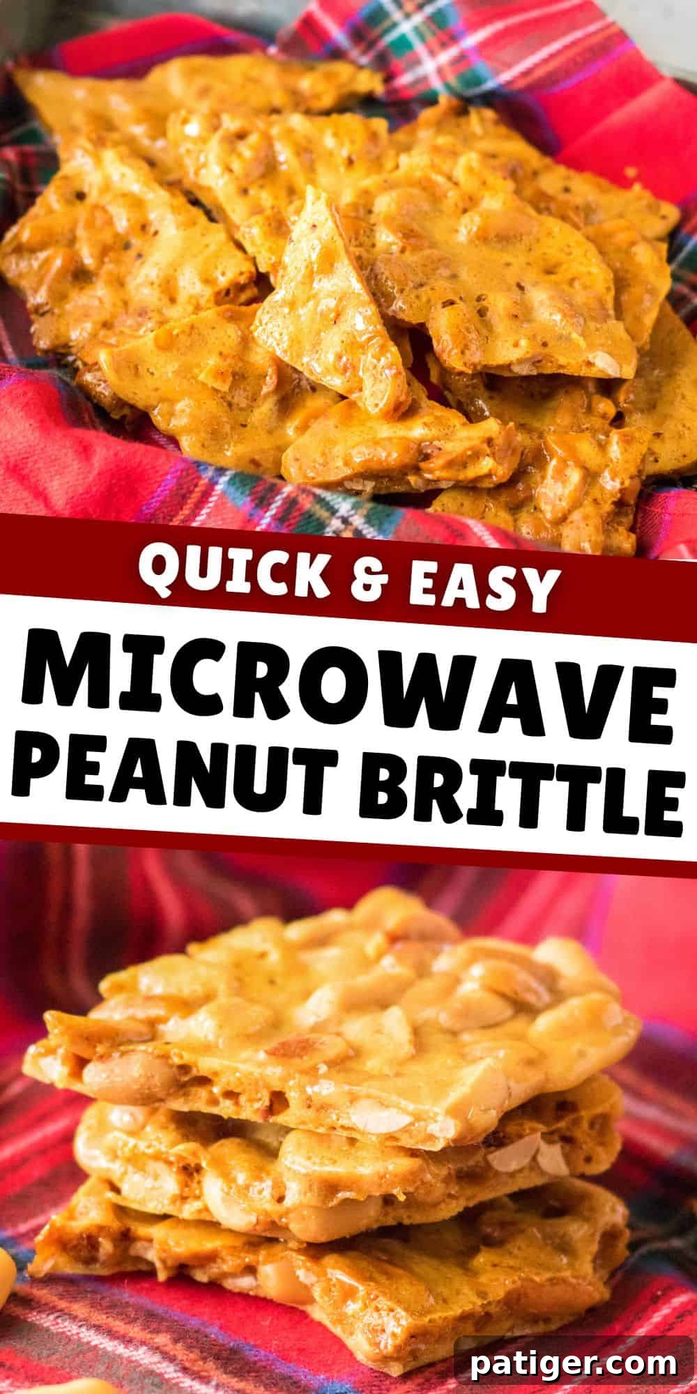 Instant Peanut Brittle 9 Quick and easy Microwave Peanut Brittle pin image, showcasing its irresistible appeal for sharing and gifting.