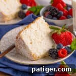 Feather-Light Angel Food Dream 16 Angel food cake slice served with fresh berries, inviting bakers to share their creations.