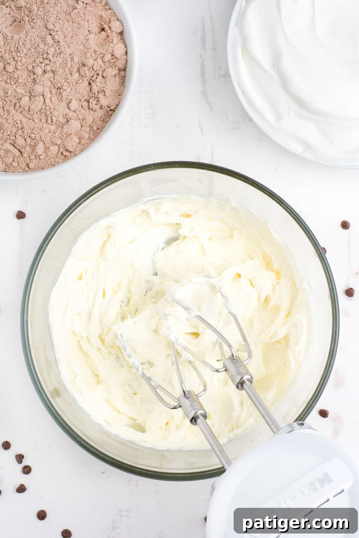 Edible Brownie Batter Dream 5 Cream cheese beaten until smooth and creamy with a hand mixer.