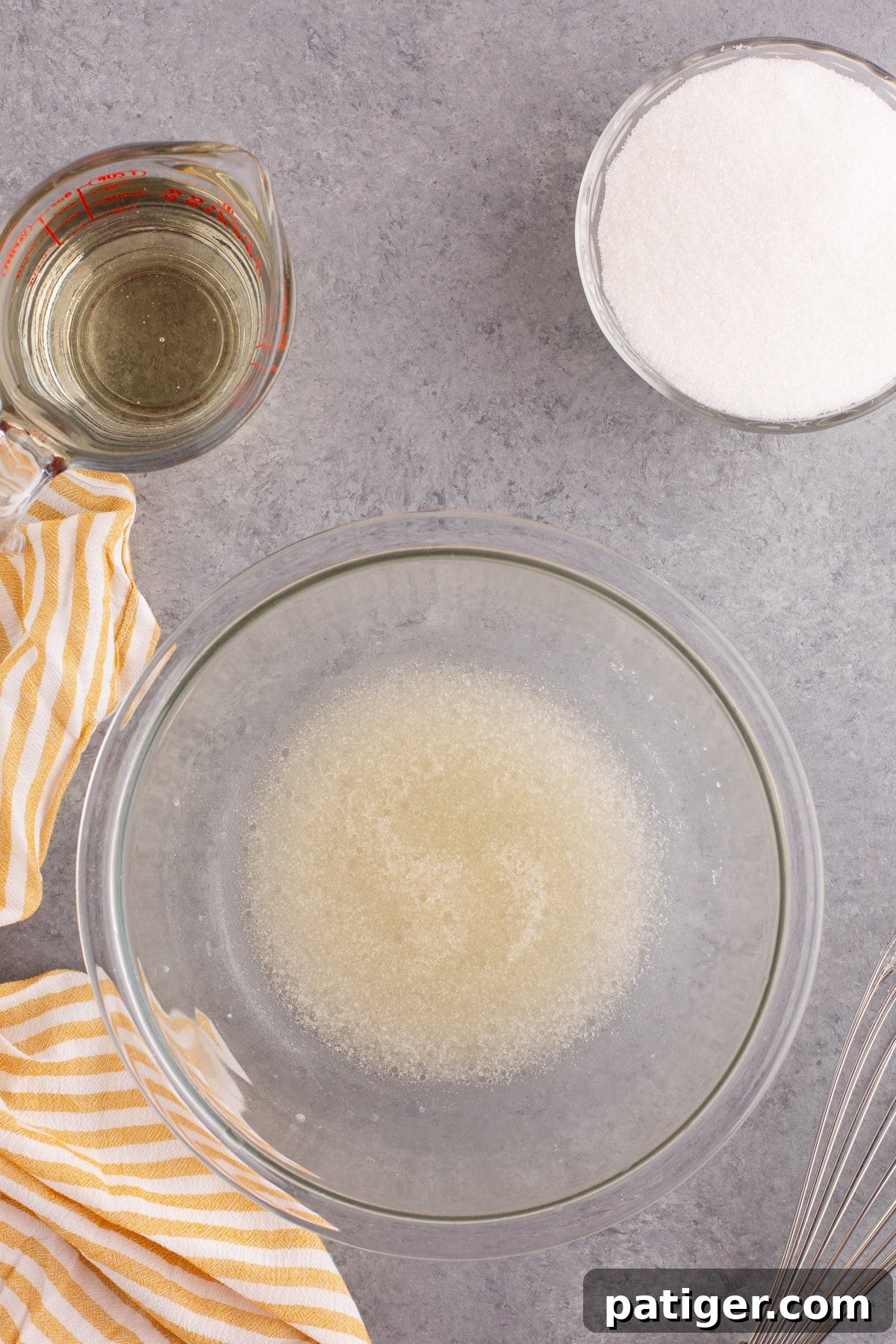 Gelatin powder and water in small bowl.