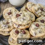 A black plate filled with Greek yogurt chocolate chip cookies, highlighting their rich chocolate chips and golden-brown edges.