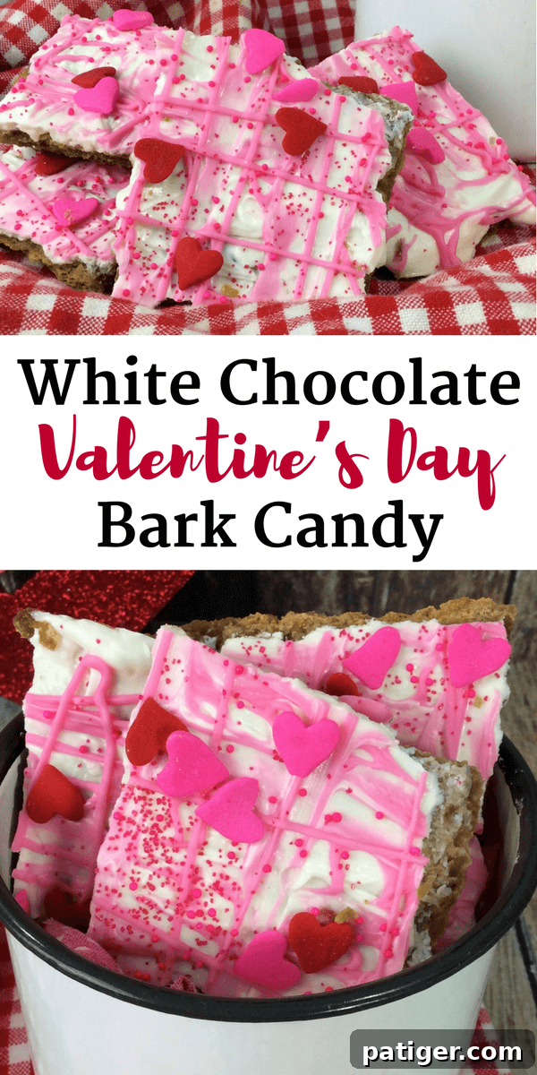 White Chocolate Valentine's Day Bark Candy.