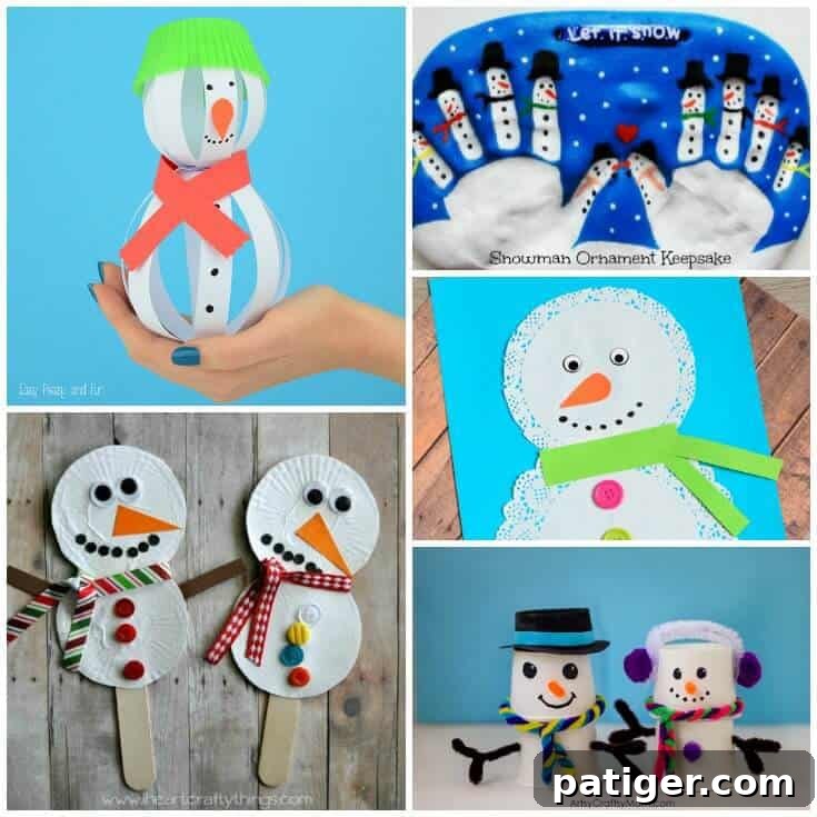 Inspiring easy snowman crafts for kids, perfect for winter creativity and developing fine motor skills with fun art projects.