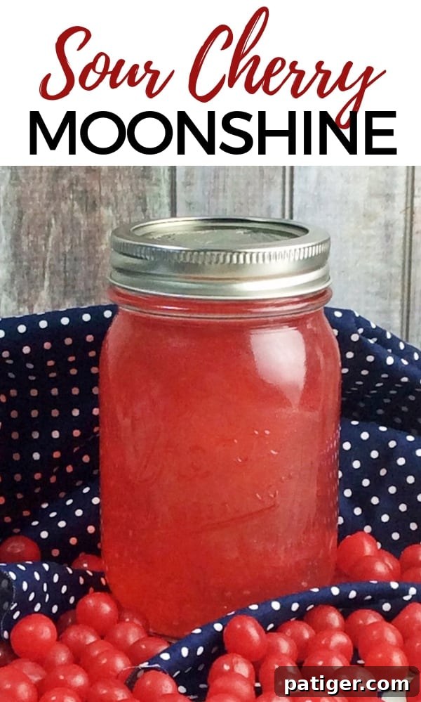 Sour cherry moonshine -- a sweet, puckering homemade moonshine made from infusing Everclear, cherry vodka, and sour cherry candies.
