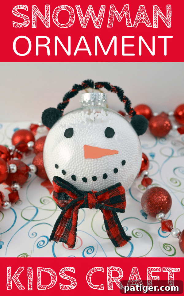 Pin for Handmade snowman Christmas ornament kids craft - a fun and easy for the kids to make using clear plastic ball fillable ornaments.