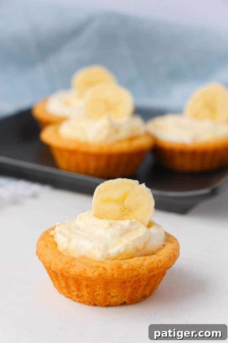 Moist, creamy, and delicious banana cream cookie cups are easy to make with sugar cookie dough and banana pudding mix. Even the little ones can get in the kitchen and help make these easy and delicious treats!