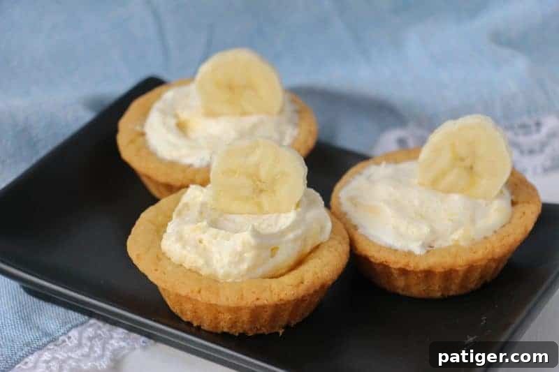Moist, creamy, and delicious banana cream cookie cups are easy to make with sugar cookie dough and banana pudding mix. Even the little ones can get in the kitchen and help make these easy and delicious treats!
