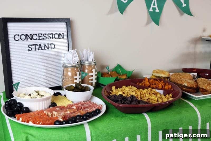 A closer view of several appetizers for the Big Game, highlighting variety and presentation.