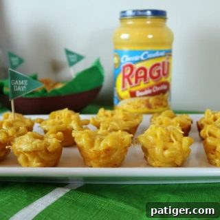 A fun and easy football themed party spread including a recipe for mini mac & cheese cups.