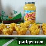 A fun and easy football themed party spread including a recipe for mini mac & cheese cups.