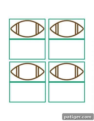 Printable football buffet table labels or place cards, designed for Game Day parties.