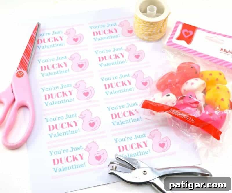 Are you looking for super cute free Valentine printables for your kids to give out this Valentine’s Day? This DIY “You’re Just Ducky” kids valentine is so stinking cute and is very inexpensive to make for the entire class.