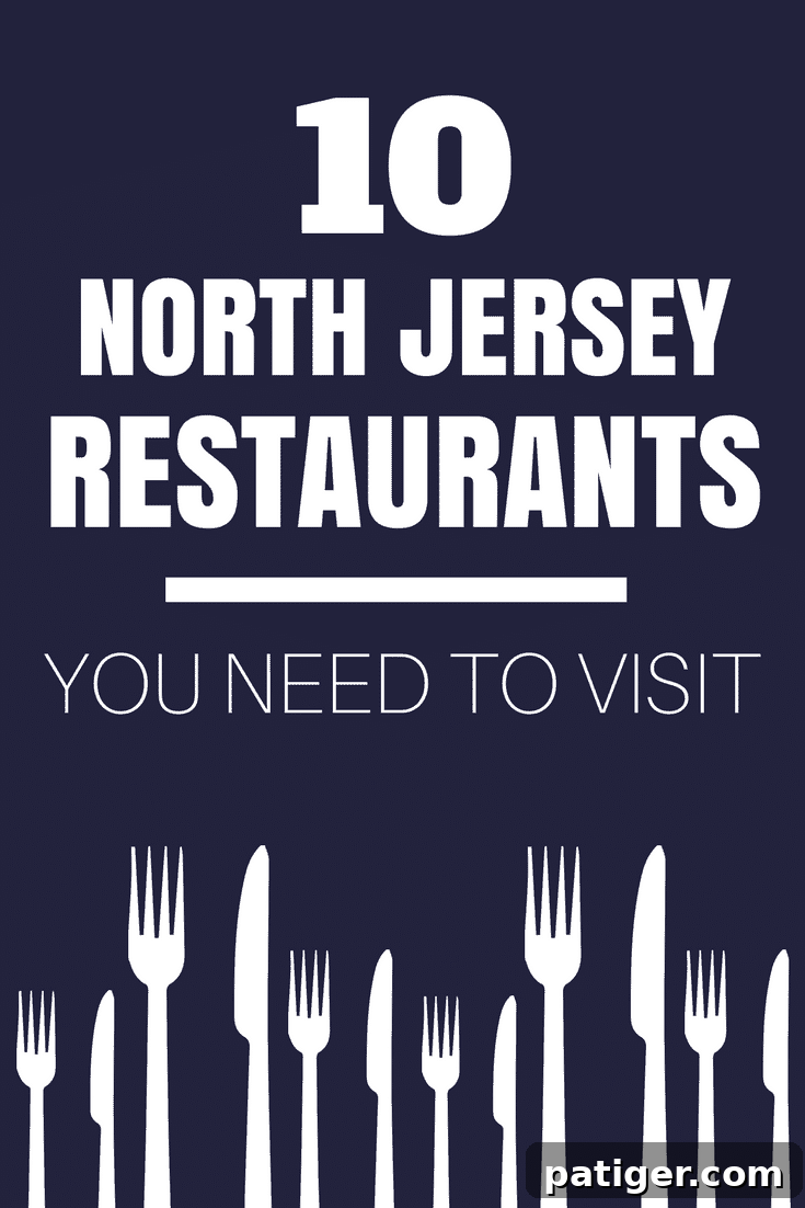 Pinterest graphic for 'Top 10 Restaurants in North Jersey,' inviting readers to save the ultimate local dining guide for diverse culinary experiences.