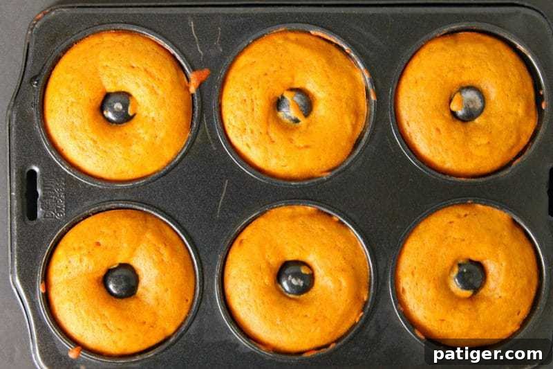 Baked pumpkin doughnuts served warm and smothered with glaze are the perfect Fall recipe for breakfast and dessert alike.