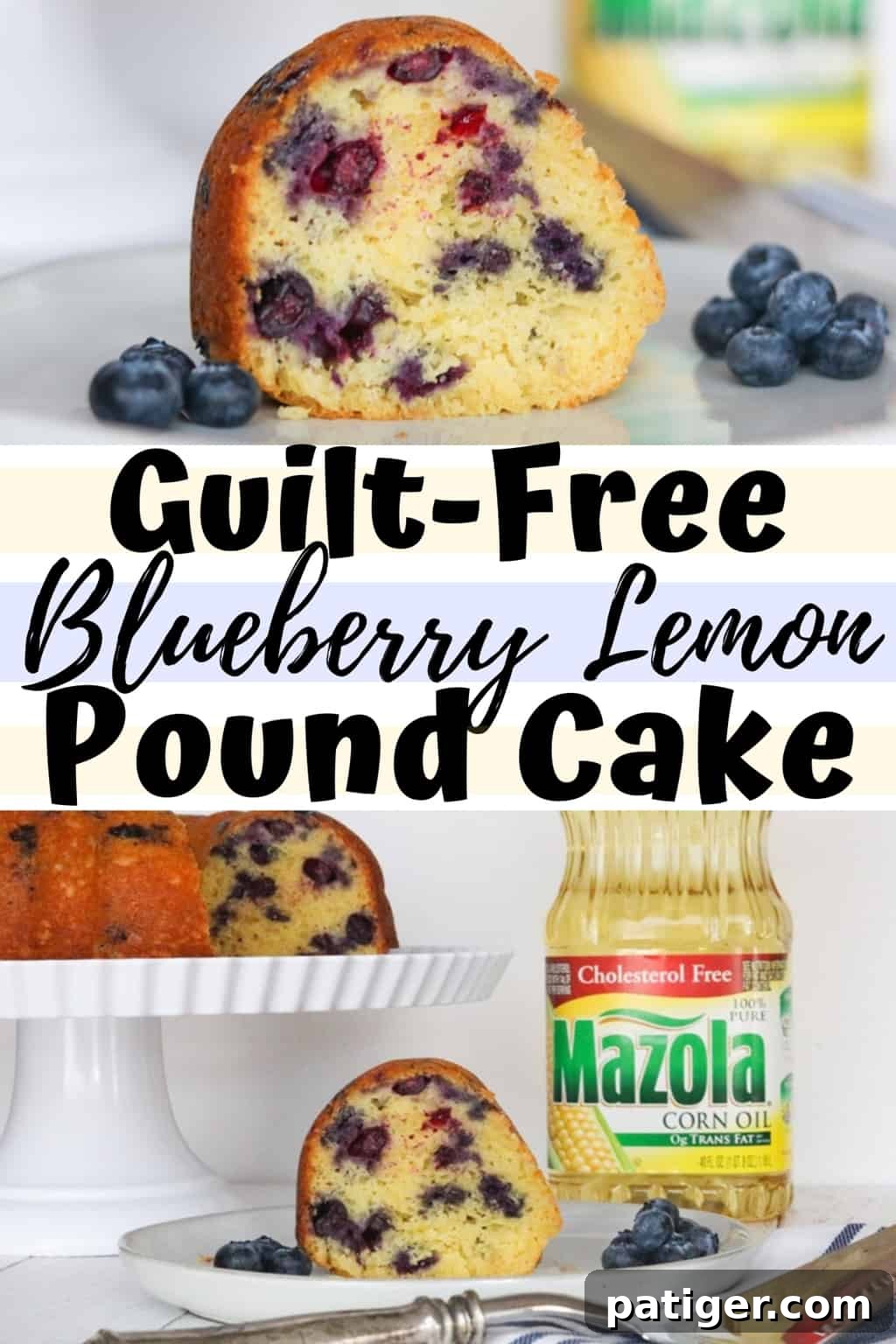 A moist and delicious blueberry lemon pound cake recipe that makes the perfect guilt-free dessert after a lightened up meal. Pin this recipe for later!