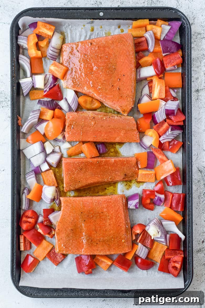 This sheet pan chili lime salmon dinner is on the table in under 30 minutes -- perfect for busy weeknights.