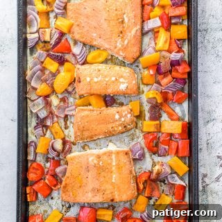 Chili lime salmon and veggies on sheet pan