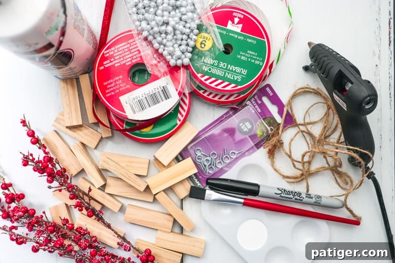DIY Jenga Present Ornaments Supplies