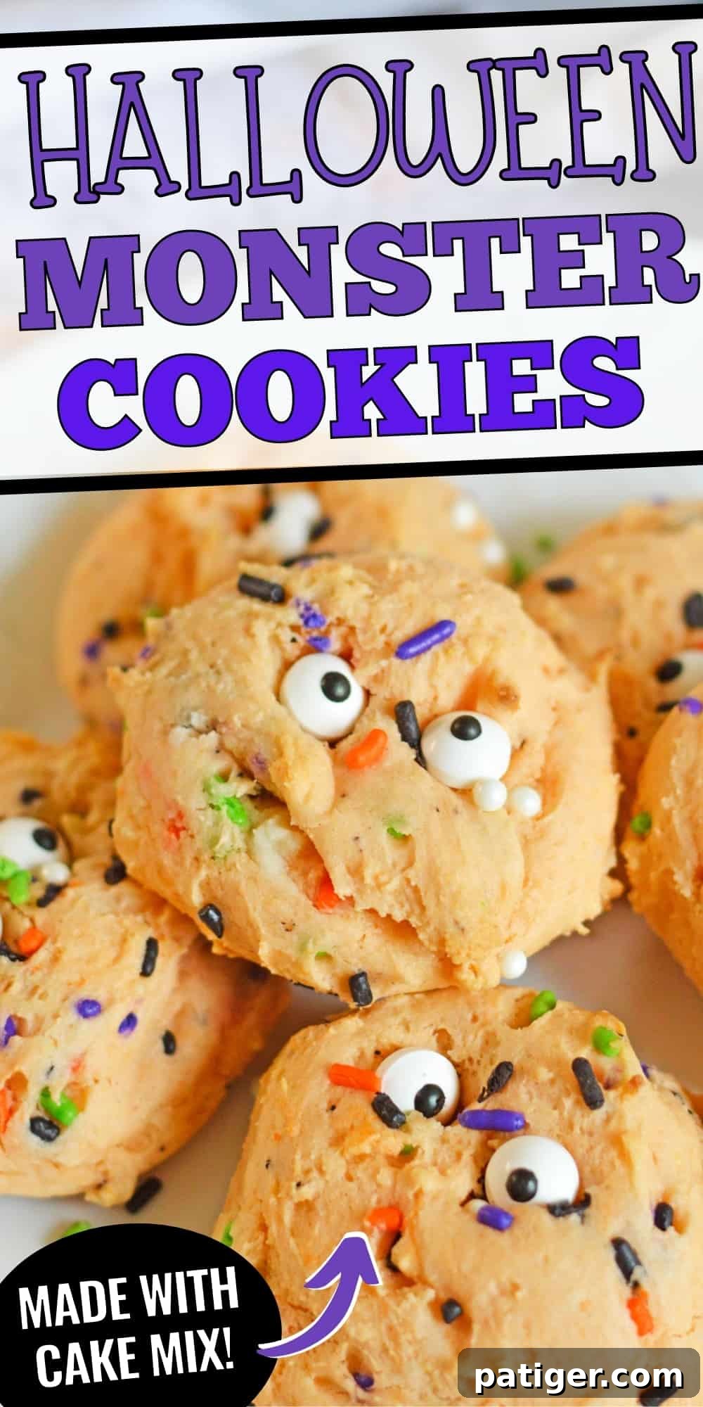 Halloween Monster Cookies with Cake Mix