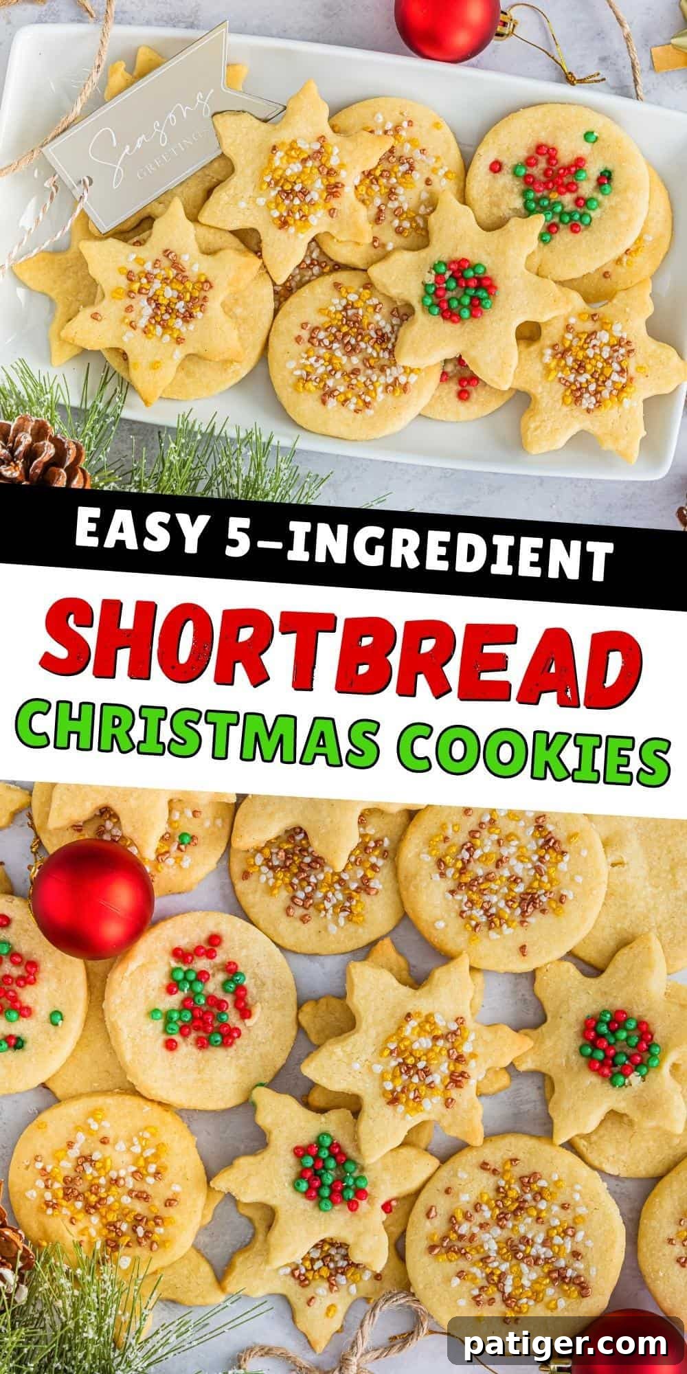 Easy five ingredient shortbread christmas cookies