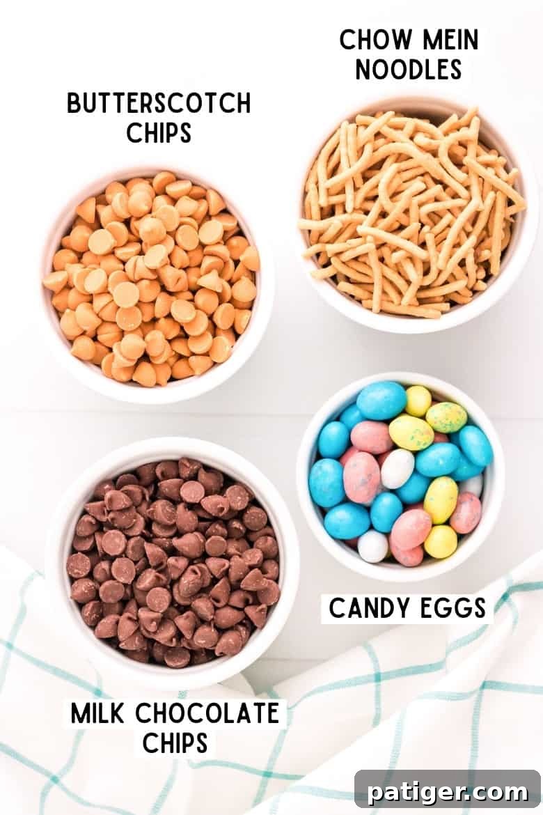 Ingredients for Chow Mein Birds Nest Cookies.