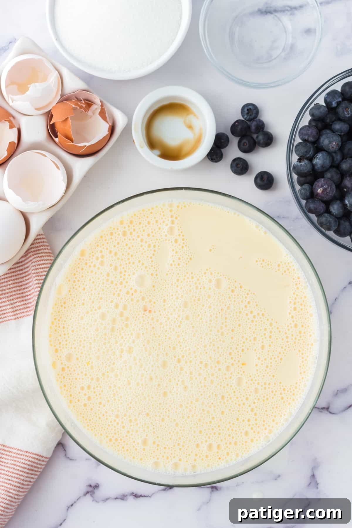Egg custard for bread pudding.