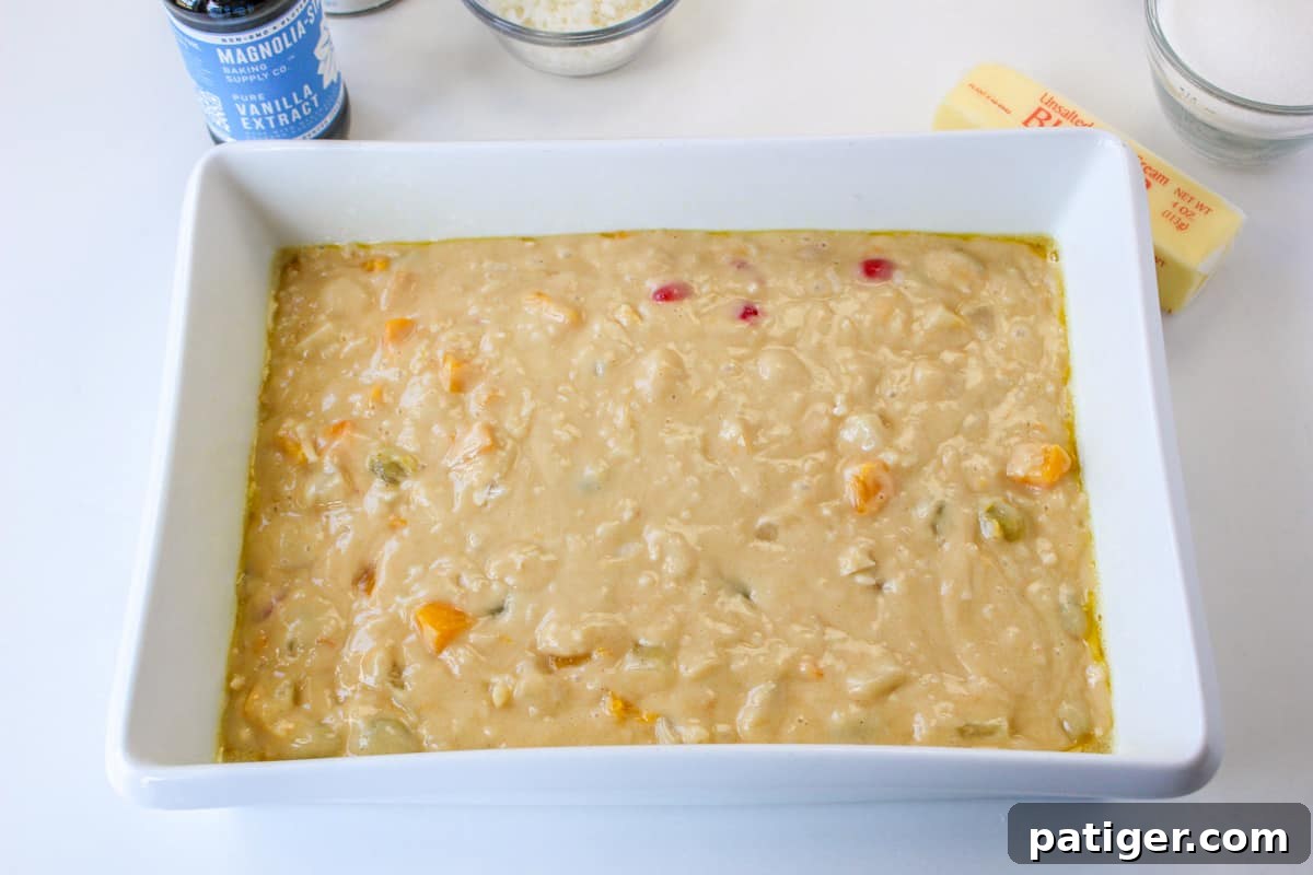 Batter in baking dish.