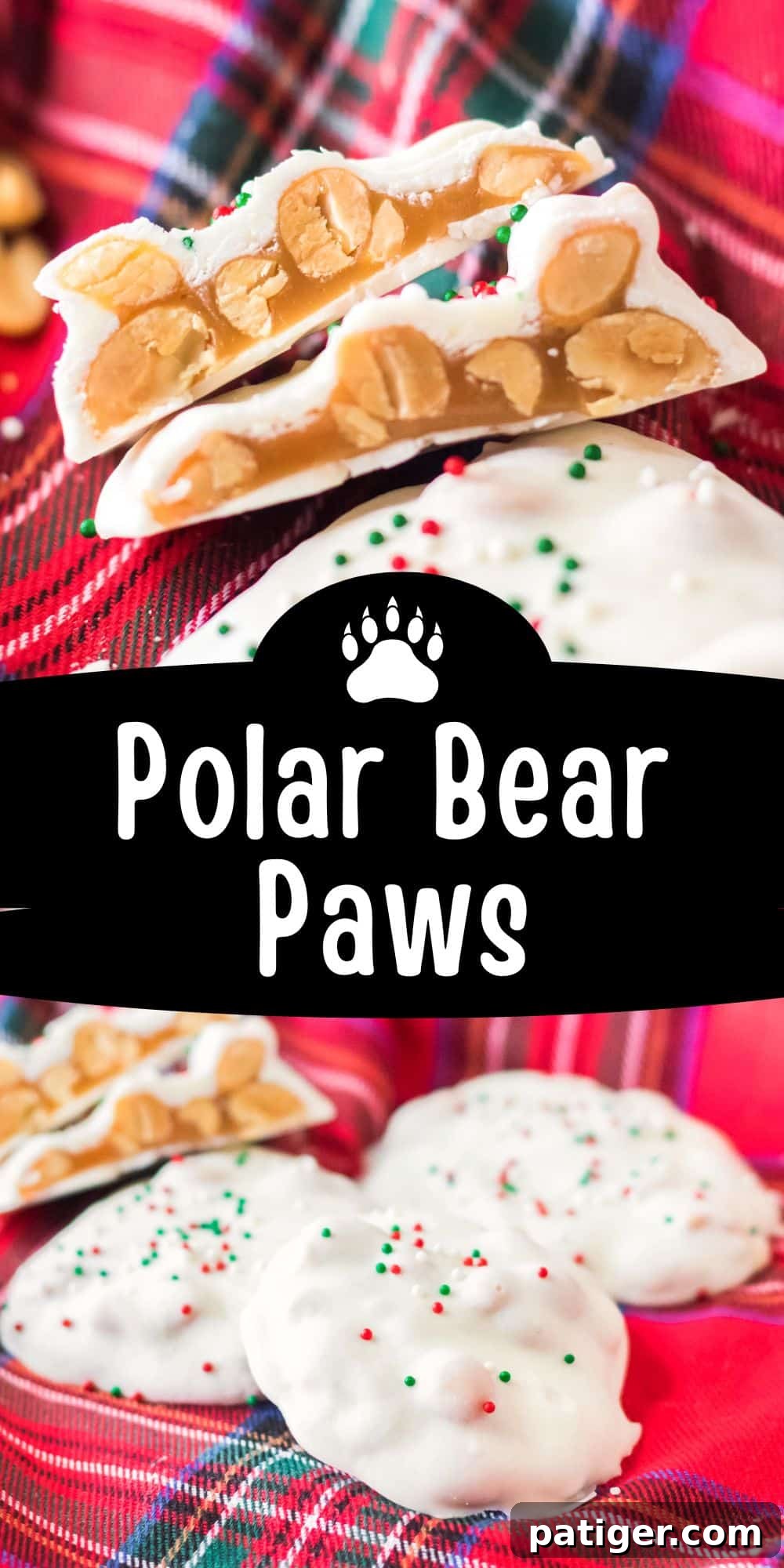 A festive image of Polar Bear Paws candy, perfect for sharing on social media during the holidays.