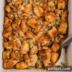 Old-fashioned homemade stuffing with onions, celery, and fresh herbs.
