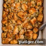Old-fashioned homemade stuffing with onions, celery, and fresh herbs.